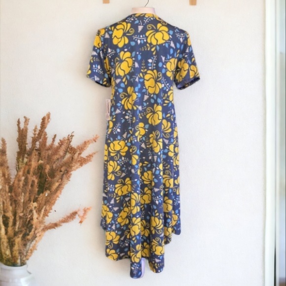 LulaRoe Carly Blue and Yellow Floral Swing Dress Size XXS - Picture 3 of 12